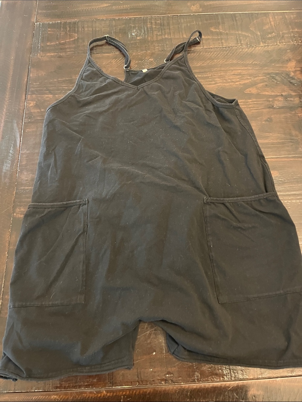 Black Sleeveless Pocket Romper